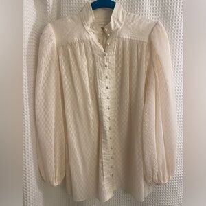 Zimmermann pleated blouse with covered buttons, size 2 but runs very large!